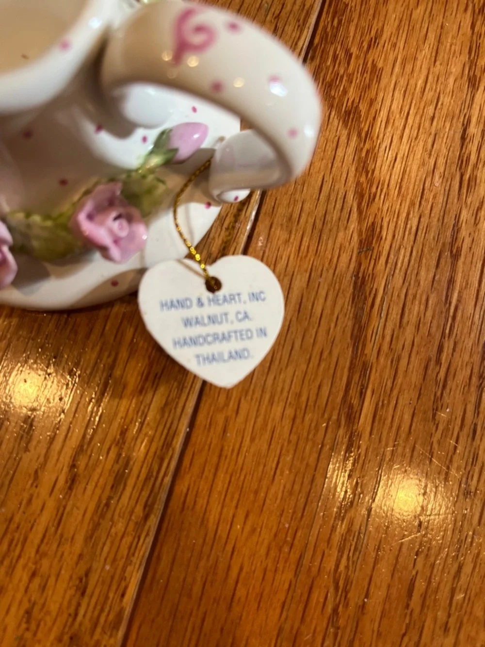 Hand & Heart ceramic children’s tea Set with Pink Rose Appliqués